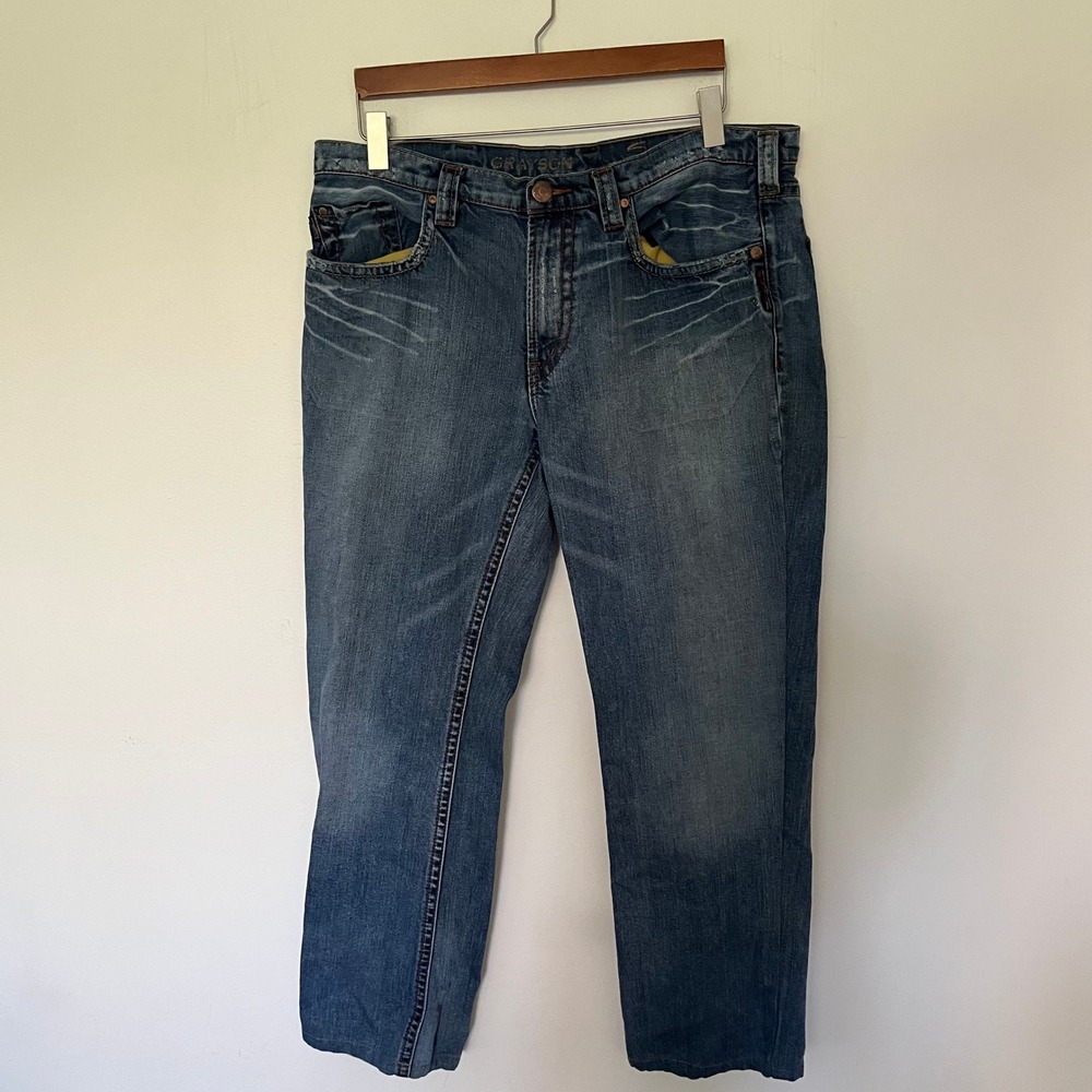 Silver Jeans Co Grayson Easy Fit Straight Leg Medium Wash Denim Jeans Mens 36x32